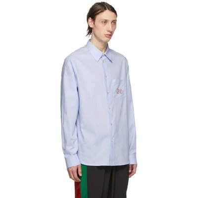 Shop Gucci Blue Gg Oxford Shirt In 4850 Blue
