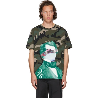 Shop Valentino Green Undercover Edition V Face Ufo Print T-shirt In Dk8 – Camou