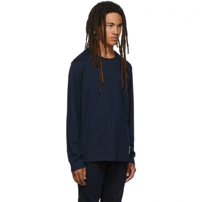 Shop Thom Browne Navy Relaxed Fit Long Sleeve T-shirt In 415 Navy