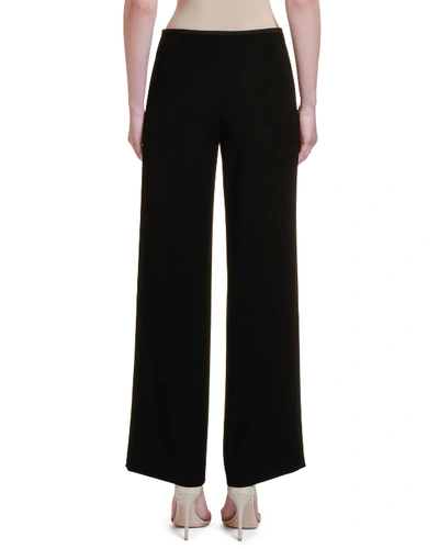 Giorgio Armani Wide-leg Silk Trousers With Rhinestone Details In Black