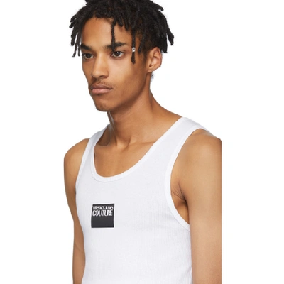 Shop Versace Jeans Couture White Logo Tank Top In E003 White
