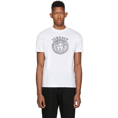 Shop Versace White Medusa Head T-shirt In A001 White