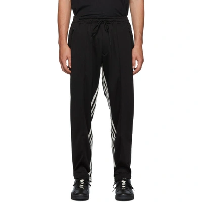 Shop Y-3 Black 3 Stripes Track Pants In Black/ecru