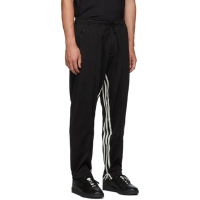 Shop Y-3 Black 3 Stripes Track Pants In Black/ecru