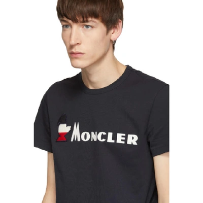 Shop Moncler Navy Logo T-shirt In 778.navy