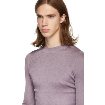 Shop Judy Turner Purple Silk Base Crewneck Sweater In Lavender