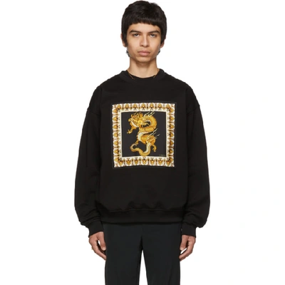 Shop Versace Black Silk Dragon Sweatshirt In A008 Black