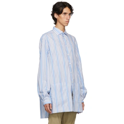 Shop Gucci Blue Striped Pocket Shirt In 3978 Azure