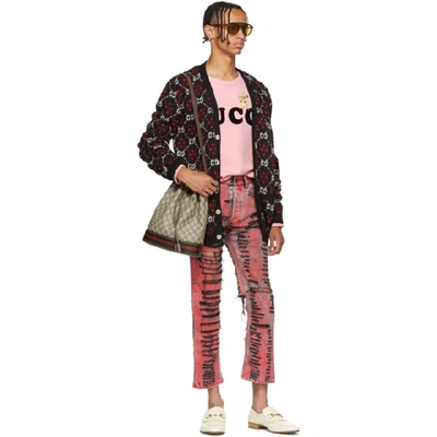 Shop Gucci Black And Red Overdyed Ripped Jeans In 1094 Blkred