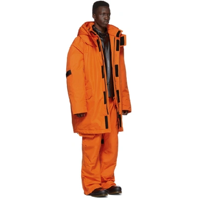 Shop Raf Simons Orange Templa Edition Oversized Wadded Ski Coat In 00030 Orang