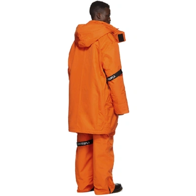 Shop Raf Simons Orange Templa Edition Oversized Wadded Ski Coat In 00030 Orang