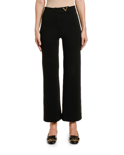 Shop Valentino Jersey Pants With Logo Detail In Black