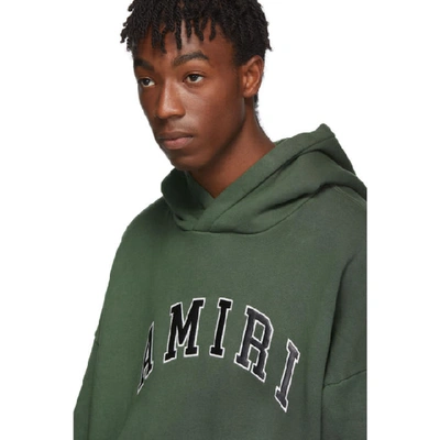 Shop Amiri Khaki College Logo Hoodie In Military Green