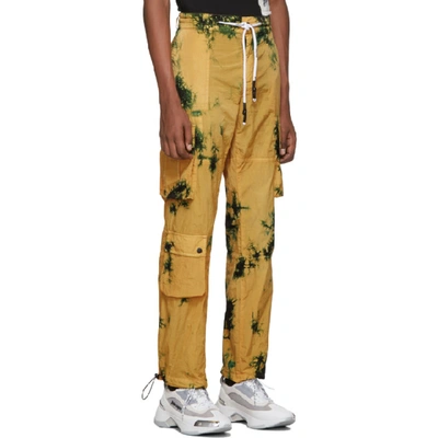Shop Palm Angels Yellow Tie-dye Cargo Pants In 5299 Dkbrwn