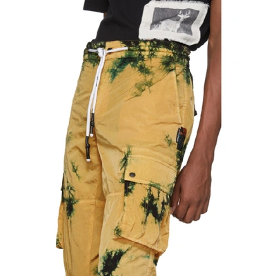 Shop Palm Angels Yellow Tie-dye Cargo Pants In 5299 Dkbrwn