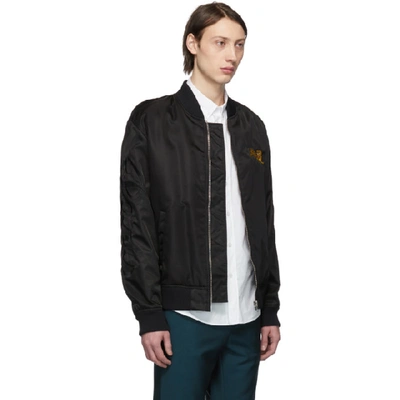 Shop Kenzo Black Jumping Tiger Bomber Jacket In 99 Black