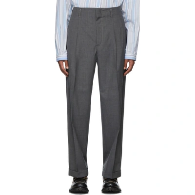 Shop Gucci Grey Wool Pleated Trousers In 1200 Grey