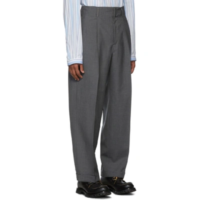 Shop Gucci Grey Wool Pleated Trousers In 1200 Grey