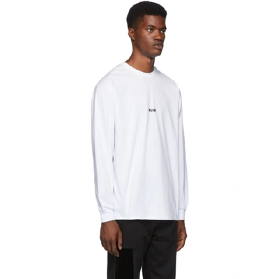 Shop Msgm White Micro Logo Long Sleeve T-shirt In 01 White