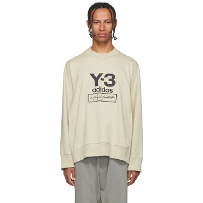 Shop Y-3 Off-white Stacked Logo Sweatshirt In Ecru