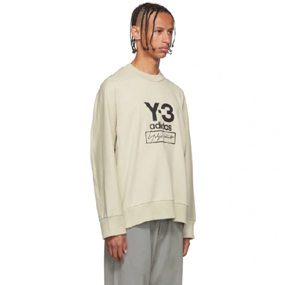 Shop Y-3 Off-white Stacked Logo Sweatshirt In Ecru