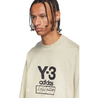 Shop Y-3 Off-white Stacked Logo Sweatshirt In Ecru