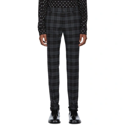 Shop Balenciaga Black And Grey Checked Tailored Trousers In 1140 Anth