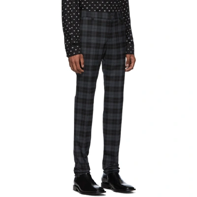Shop Balenciaga Black And Grey Checked Tailored Trousers In 1140 Anth