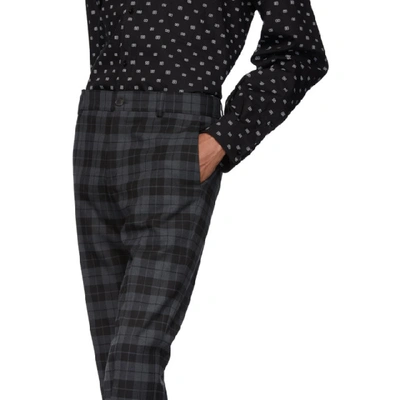 Shop Balenciaga Black And Grey Checked Tailored Trousers In 1140 Anth