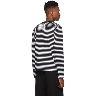 Shop Ami Alexandre Mattiussi Black And White Striped Smiley Edition Long Sleeve T-shirt In 004 Blk Wht