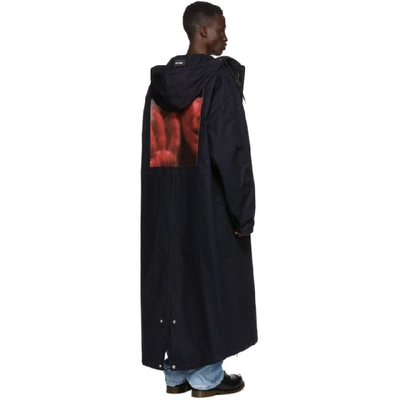 Shop Raf Simons Navy Mother On Phone Long Parka In 00044 Dkvy