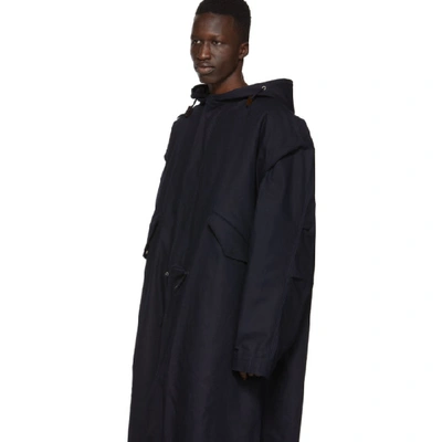 Shop Raf Simons Navy Mother On Phone Long Parka In 00044 Dkvy