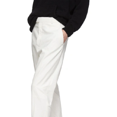 Shop Haider Ackermann White Contrast Waistband Trousers In Ivory White