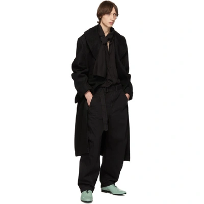 Shop Yohji Yamamoto Black Shawl Collar Coat