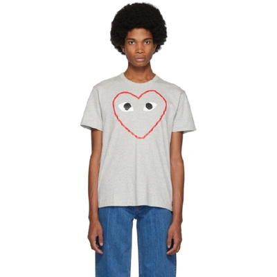 Shop Comme Des Garçons Play Comme Des Garcons Play Grey Big Heart T-shirt