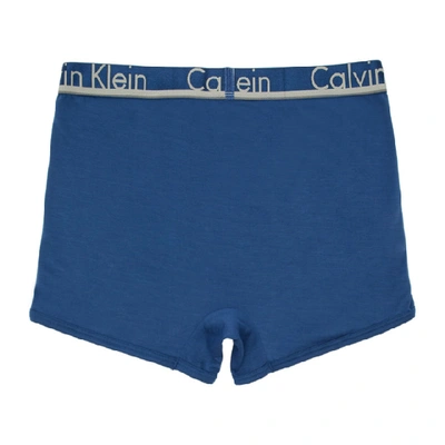 Shop Calvin Klein Underwear Three-pack Blue Comfort Microfiber Boxers In 916 Blue