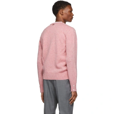 Shop Thom Browne Pink Stripe Relaxed-fit V-neck Cardigan In Light Pink