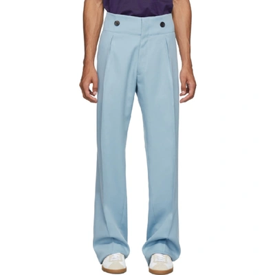 Shop Lanvin Blue Wool High-waisted Trousers In 192 Storm
