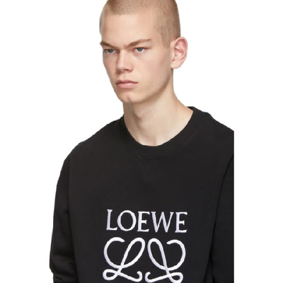 Shop Loewe Black Embroidered Anagram Sweatshirt