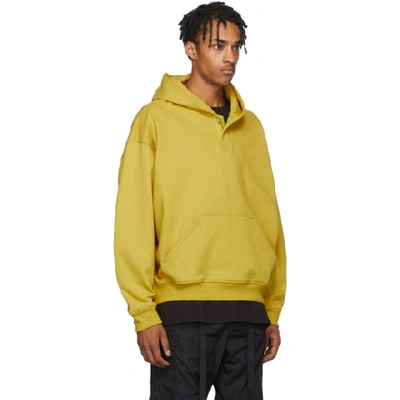 Shop Fear Of God Yellow Everyday Henley Hoodie In 705ggylw