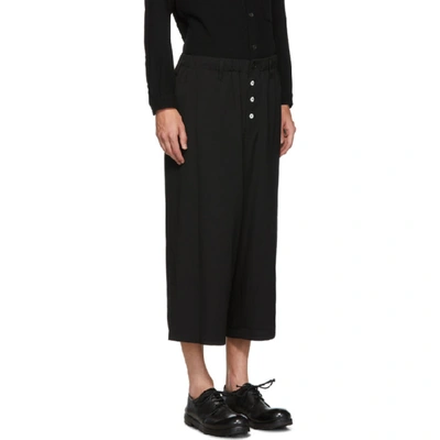 Shop Yohji Yamamoto Black Wool Button Trousers