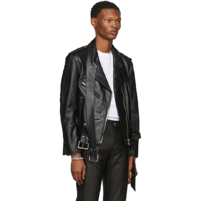 Shop Alexander Wang Black Leather Martingale Moto Jacket In 001 Black