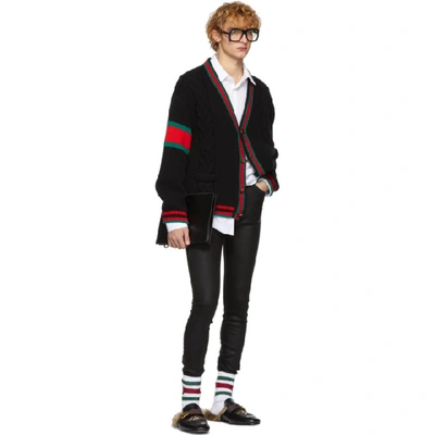 Shop Gucci Black Cable Knit Oversize Cardigan In 1082 Black