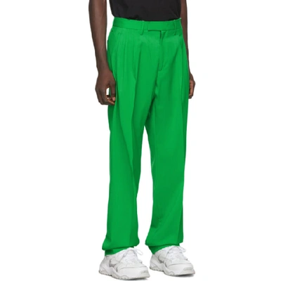 Shop Off-white Green Wool Classic Trousers In 4000 Grnno