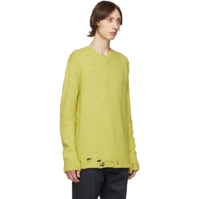 Shop Stella Mccartney Yellow Alpaca Overwashed V-neck Sweater In 3840 Yellow