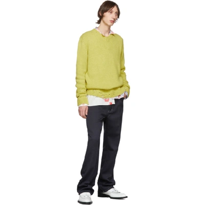 Shop Stella Mccartney Yellow Alpaca Overwashed V-neck Sweater In 3840 Yellow