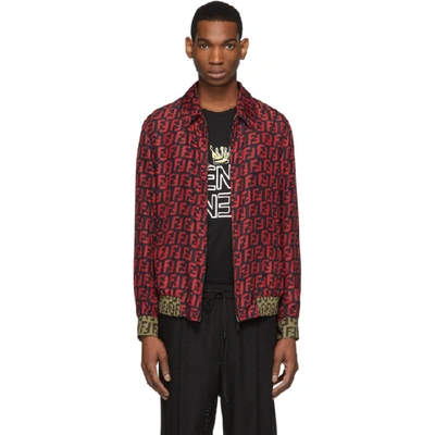 Shop Fendi Reversible Red And Black All Over Forever  Jacket In F15mj Nerob