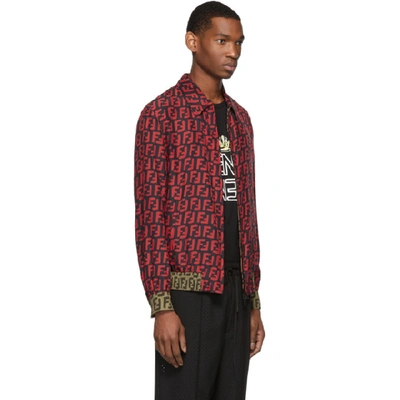 Shop Fendi Reversible Red And Black All Over Forever  Jacket In F15mj Nerob