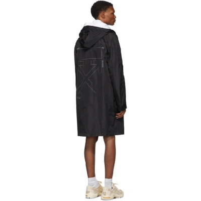 Shop Off-white Black Unfinished Raincoat In Blk Sil