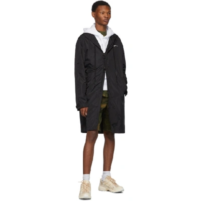 Shop Off-white Black Unfinished Raincoat In Blk Sil